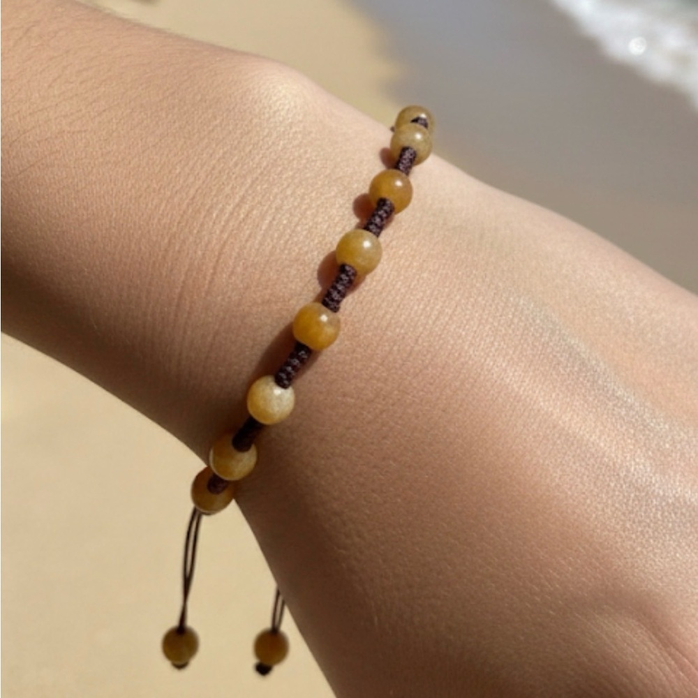 Glass bead tiger eye bracelet adjustable